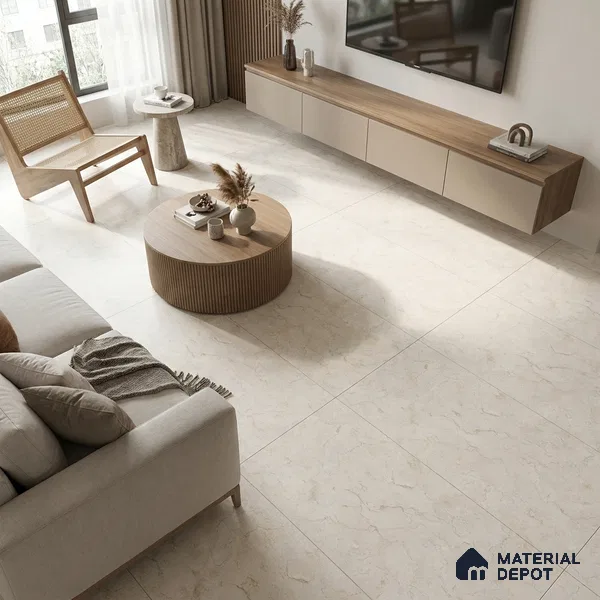 Marble Jerusalem Stone Wall & Floor Tile TL 05309 Antique Ivory 4 ft x 2 ft Matte Finish Vitrified Tile - 9 mm | Suitable For Living Room, Bedroom, Kitchen
