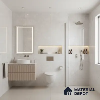Marble Wall & Floor Tile TL 05310 B Aurelio Matrix White 4 ft x 2 ft Vitrified High Gloss Finish - 9 mm | Suitable for Living Room, Bedroom, Feature / Accent Walls & Highlighter Wall