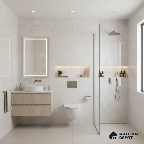 Marble Wall & Floor Tile TL 05310 B Aurelio Matrix White 4 ft x 2 ft Vitrified High Gloss Finish - 9 mm | Suitable for Living Room, Bedroom, Feature / Accent Walls & Highlighter Wall