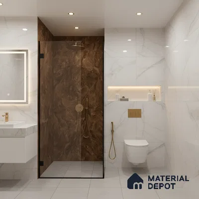 Marble Wall & Floor Tile TL 05310 C Aurelio Matrix Brown 4 ft x 2 ft Vitrified High Gloss Finish - 9 mm | Suitable for Living Room, Bedroom, Feature / Accent Walls & Highlighter Wall
