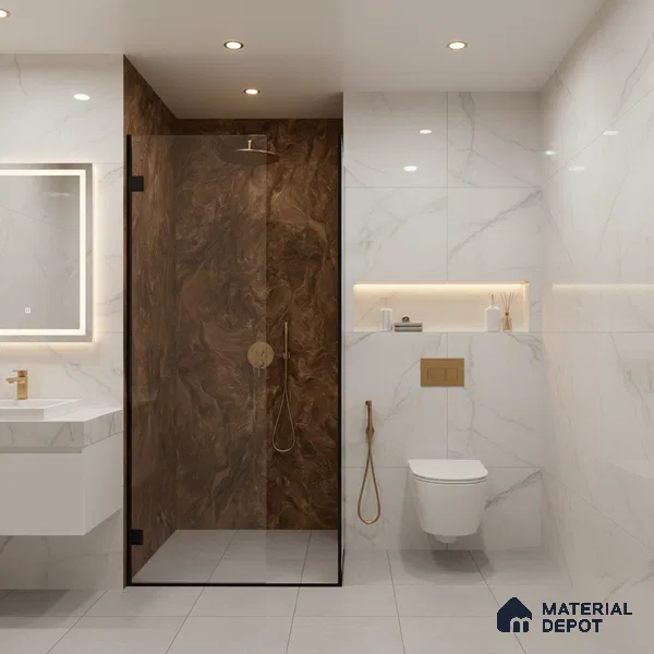 Marble Wall & Floor Tile TL 05310 C Aurelio Matrix Brown 4 ft x 2 ft Vitrified High Gloss Finish - 9 mm | Suitable for Living Room, Bedroom, Feature / Accent Walls & Highlighter Wall
