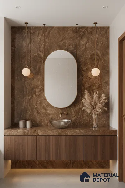 Marble Wall & Floor Tile TL 05310 C Aurelio Matrix Brown 4 ft x 2 ft Vitrified High Gloss Finish - 9 mm | Suitable for Living Room, Bedroom, Feature / Accent Walls & Highlighter Wall
