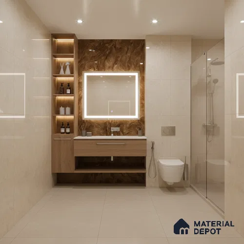 Marble Wall & Floor Tile TL 05310 C Aurelio Matrix Brown 4 ft x 2 ft Vitrified High Gloss Finish - 9 mm | Suitable for Living Room, Bedroom, Feature / Accent Walls & Highlighter Wall