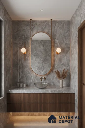 Marble Wall & Floor Tile TL 05310 D Aurelio Matrix Grigio 4 ft x 2 ft Vitrified High Gloss Finish - 9 mm | Suitable for Living Room, Bedroom, Feature / Accent Walls & Highlighter Wall