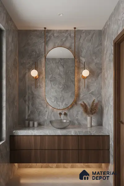 Marble Wall & Floor Tile TL 05310 D Aurelio Matrix Grigio 4 ft x 2 ft Vitrified High Gloss Finish - 9 mm | Suitable for Living Room, Bedroom, Feature / Accent Walls & Highlighter Wall