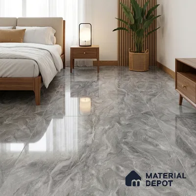 Marble Wall & Floor Tile TL 05310 D Aurelio Matrix Grigio 4 ft x 2 ft Vitrified High Gloss Finish - 9 mm | Suitable for Living Room, Bedroom, Feature / Accent Walls & Highlighter Wall