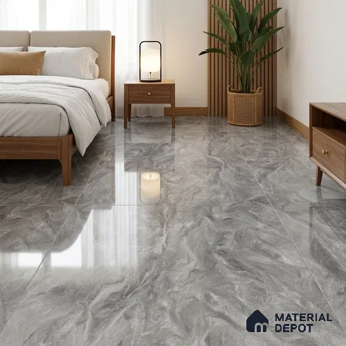 Marble Wall & Floor Tile TL 05310 D Aurelio Matrix Grigio 4 ft x 2 ft Vitrified High Gloss Finish - 9 mm | Suitable for Living Room, Bedroom, Feature / Accent Walls & Highlighter Wall