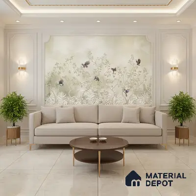 Marble Wall & Floor Tile TL 05310 E Aurelio Matrix Latte 4 ft x 2 ft Vitrified High Gloss Finish - 9 mm | Suitable for Living Room, Bedroom, Feature / Accent Walls & Highlighter Wall