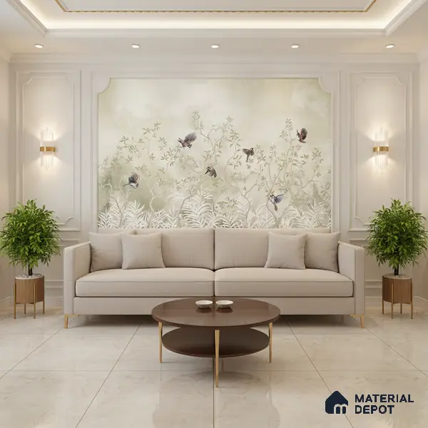 Marble Wall & Floor Tile TL 05310 E Aurelio Matrix Latte 4 ft x 2 ft Vitrified High Gloss Finish - 9 mm | Suitable for Living Room, Bedroom, Feature / Accent Walls & Highlighter Wall