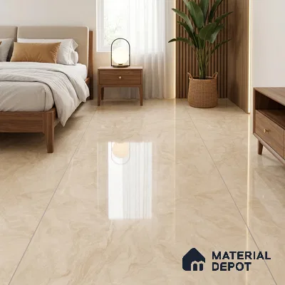 Marble Wall & Floor Tile TL 05310 E Aurelio Matrix Latte 4 ft x 2 ft Vitrified High Gloss Finish - 9 mm | Suitable for Living Room, Bedroom, Feature / Accent Walls & Highlighter Wall