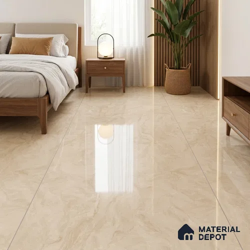 Marble Wall & Floor Tile TL 05310 E Aurelio Matrix Latte 4 ft x 2 ft Vitrified High Gloss Finish - 9 mm | Suitable for Living Room, Bedroom, Feature / Accent Walls & Highlighter Wall