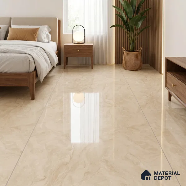 Marble Wall & Floor Tile TL 05310 E Aurelio Matrix Latte 4 ft x 2 ft Vitrified High Gloss Finish - 9 mm | Suitable for Living Room, Bedroom, Feature / Accent Walls & Highlighter Wall