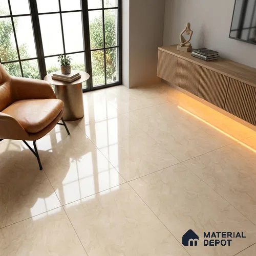 Marble Crema Marfil Wall & Floor Tile TL 05310 E Latte Beige 4 ft x 2 ft High Gloss Finish Vitrified Tile - 9 mm | Suitable For Living Room, Bedroom, Dining