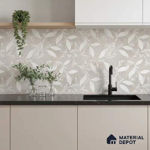 Highlighter Wall Tile TL 05319 B Splendore Engraved Petals Highlighter 2 ft x 1 ft Ceramic Matte Finish - 9 mm | Suitable for Kitchen, Bathroom & Balcony Walls