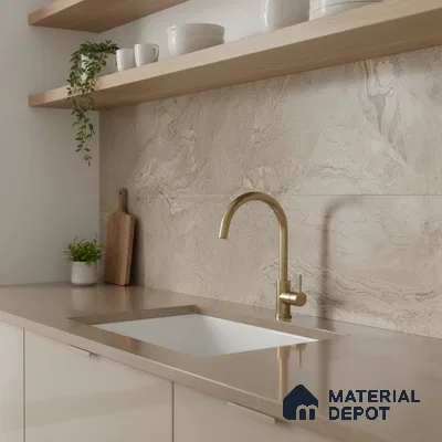 Marble Wall Tile TL 05319 C Splendore Engraved Petals Dark 2 ft x 1 ft Ceramic Matte Finish - 9 mm | Suitable for Kitchen, Bathroom & Balcony Walls (Sample)