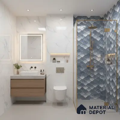 Abstract Wall Tile TL 05321 B Splendore Glacier Scala Highlighter 2 ft x 1 ft Ceramic Glossy Finish - 9 mm | Suitable for Kitchen, Bathroom & Balcony Walls