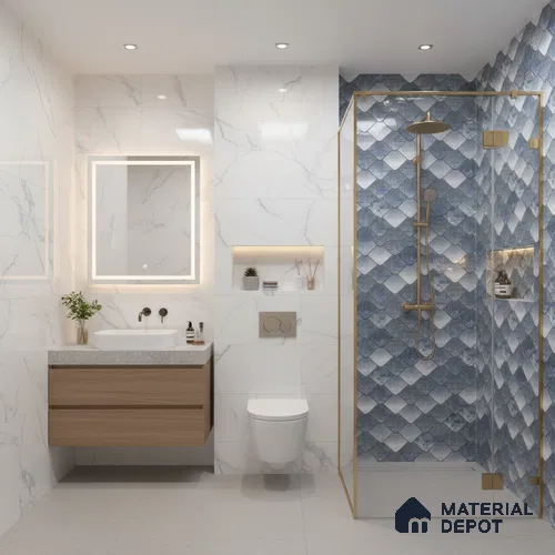 Abstract Wall Tile TL 05321 B Splendore Glacier Scala Highlighter 2 ft x 1 ft Ceramic Glossy Finish - 9 mm | Suitable for Kitchen, Bathroom & Balcony Walls