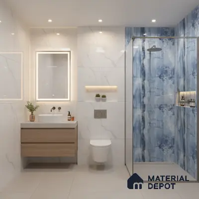 Marble Wall Tile TL 05321 C Splendore Glacier Scala Dark 2 ft x 1 ft Ceramic Glossy Finish - 9 mm | Suitable for Kitchen, Bathroom & Balcony Walls