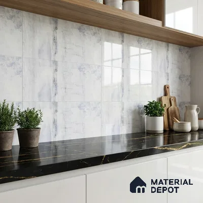 Marble Wall Tile TL 05321 Splendore Glacier Scala Light 2 ft x 1 ft Ceramic Glossy Finish - 9 mm | Suitable for Kitchen, Bathroom & Balcony Walls (Sample)