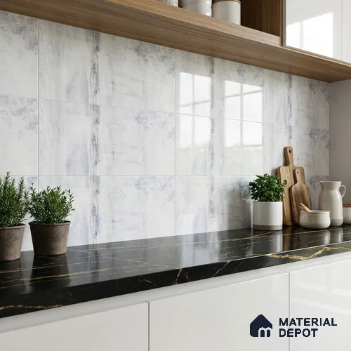 Marble Wall Tile TL 05321 Splendore Glacier Scala Light 2 ft x 1 ft Ceramic Glossy Finish - 9 mm | Suitable for Kitchen, Bathroom & Balcony Walls