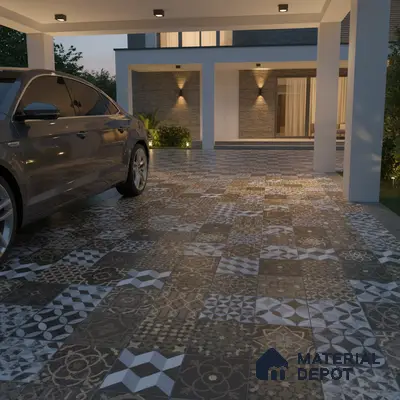 Moroccan Floor Tile TL 05332 Strada Bella Craftico 16 inch x 16 inch Vitrified Punch Matte Finish - 12 mm | Suitable for Parking, Balcony, Courtyard, Patio, Terrace | Pattern Alignment May Vary | 2-3 mm Spacer is Mandatory