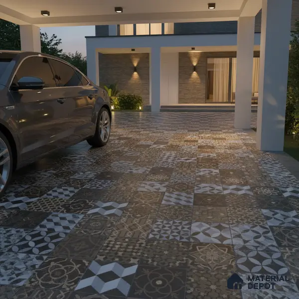 Moroccan Floor Tile TL 05332 Strada Bella Craftico 16 inch x 16 inch Vitrified Punch Matte Finish - 12 mm | Suitable for Parking, Balcony, Courtyard, Patio, Terrace | Pattern Alignment May Vary | 2-3 mm Spacer is Mandatory