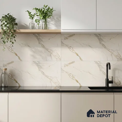 Marble Wall Tile TL 05335 C Splendore Highlighter 1 Morse Plaza 2 ft x 1 ft Ceramic Matte Finish - 9 mm | Suitable for Kitchen, Bathroom & Balcony Walls