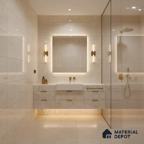 Natural Wall & Floor Tile TL 05336 B Aurelio Magnesite Cream 4 ft x 2 ft Vitrified High Gloss Finish - 9 mm | Suitable for Living Room, Bedroom, Feature / Accent Walls & Highlighter Wall