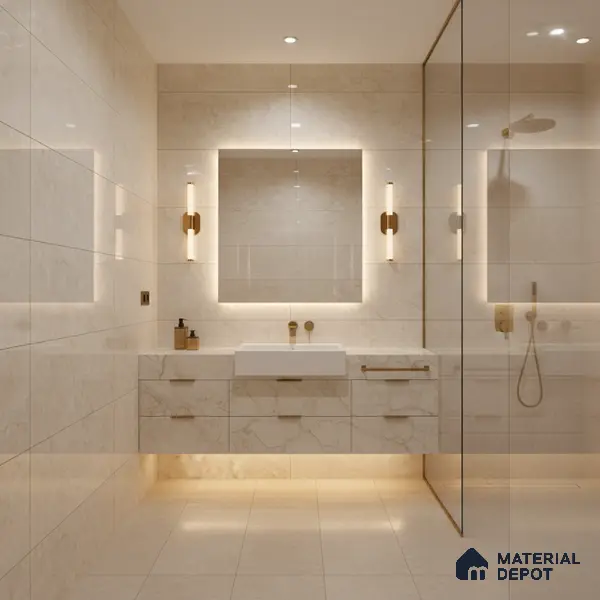 Natural Wall & Floor Tile TL 05336 B Aurelio Magnesite Cream 4 ft x 2 ft Vitrified High Gloss Finish - 9 mm | Suitable for Living Room, Bedroom, Feature / Accent Walls & Highlighter Wall