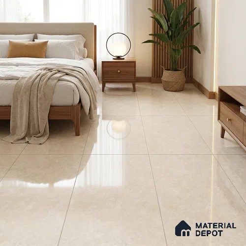 Natural Wall & Floor Tile TL 05336 B Aurelio Magnesite Cream 4 ft x 2 ft Vitrified High Gloss Finish - 9 mm | Suitable for Living Room, Bedroom, Feature / Accent Walls & Highlighter Wall