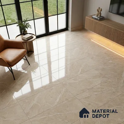 Marble Crema Marfil Wall & Floor Tile TL 05336 B Almond Cream 4 ft x 2 ft High Gloss Finish Vitrified Tile - 9 mm | Suitable For Living Room, Bedroom, Dining