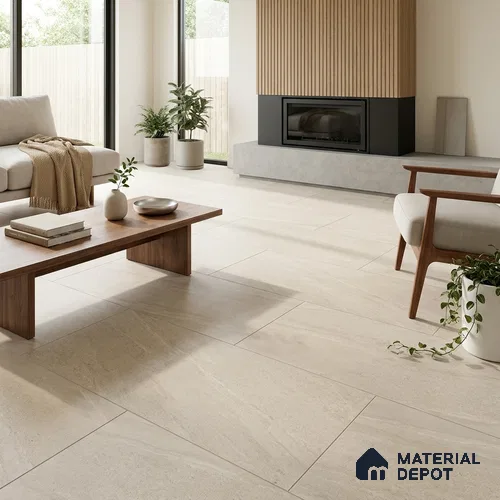 Marble Crema Marfil Wall & Floor Tile TL 05336 C Almond Cream 4 ft x 2 ft Matte Finish Vitrified Tile - 9 mm | Suitable For Living Room, Bedroom, Kitchen