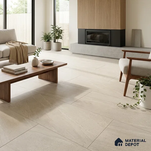 Marble Crema Marfil Wall & Floor Tile TL 05336 C Almond Cream 4 ft x 2 ft Matte Finish Vitrified Tile - 9 mm | Suitable For Living Room, Bedroom, Kitchen