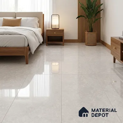 Natural Wall & Floor Tile TL 05336 Aurelio Magnesite Frost 4 ft x 2 ft Vitrified High Gloss Finish - 9 mm | Suitable for Living Room, Bedroom, Feature / Accent Walls & Highlighter Wall