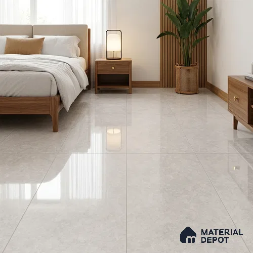 Natural Wall & Floor Tile TL 05336 Aurelio Magnesite Frost 4 ft x 2 ft Vitrified High Gloss Finish - 9 mm | Suitable for Living Room, Bedroom, Feature / Accent Walls & Highlighter Wall