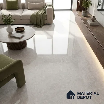 Marble Carrara Wall & Floor Tile TL 05336 Off-White 4 ft x 2 ft High Gloss Finish Vitrified Tile - 9 mm | Suitable For Living Room, Bedroom, Dining
