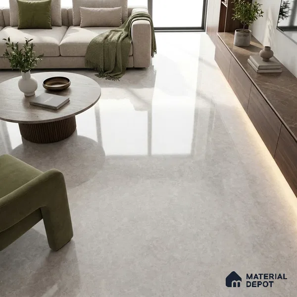 Marble Carrara Wall & Floor Tile TL 05336 Off-White 4 ft x 2 ft High Gloss Finish Vitrified Tile - 9 mm | Suitable For Living Room, Bedroom, Dining