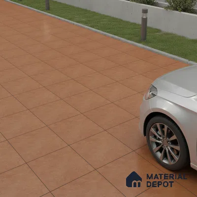 Stone Floor Tile TL 05343 B Strada Caramel Brown 16 inch x 16 inch Vitrified Punch Matte Finish - 12 mm | Suitable for Parking, Balcony, Courtyard, Patio, Terrace | Pattern Alignment May Vary | 2-3 mm Spacer is Mandatory