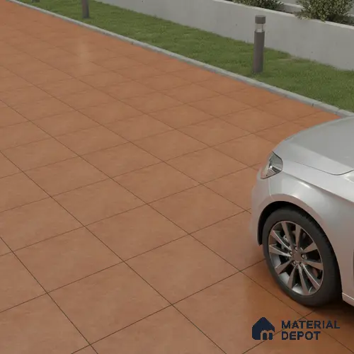 Stone Floor Tile TL 05343 B Strada Caramel Brown 16 inch x 16 inch Vitrified Punch Matte Finish - 12 mm | Suitable for Parking, Balcony, Courtyard, Patio, Terrace | Pattern Alignment May Vary | 2-3 mm Spacer is Mandatory