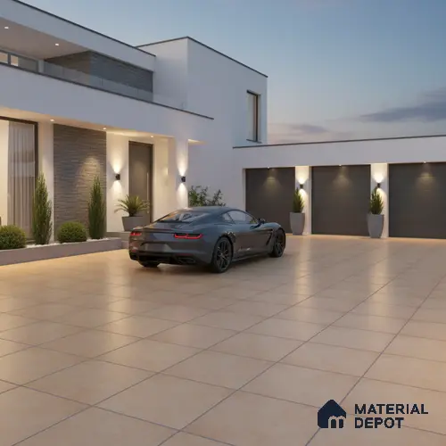 Stone Floor Tile TL 05343 Strada Caramel Beige 16 inch x 16 inch Vitrified Punch Matte Finish - 12 mm | Suitable for Parking, Balcony, Courtyard, Patio, Terrace | Pattern Alignment May Vary | 2-3 mm Spacer is Mandatory