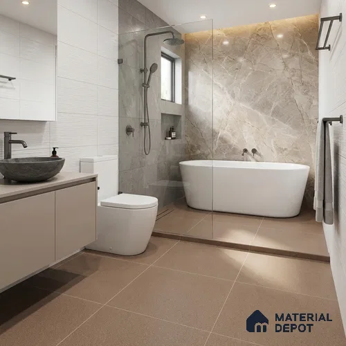 Punch Wall & Floor Tile TL 05345 C Strada Terra Brown Dark 16 inch x 16 inch Vitrified Punch Matte Finish - 12 mm | Suitable for Parking, Balcony, Courtyard, Patio, Terrace | Pattern Alignment May Vary | 2-3 mm Spacer is Mandatory