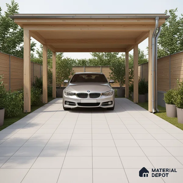 Plain Punch Floor Tile TL 05345 D Strada Terra Starry White 16 inch x 16 inch Vitrified Punch Matte Finish - 12 mm | Suitable for Parking, Balcony, Courtyard, Patio, Terrace (Sample)