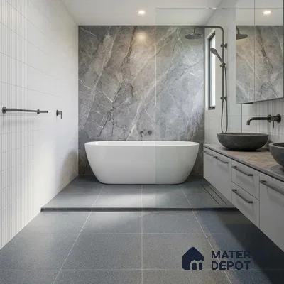 Punch Wall & Floor Tile TL 05345 Strada Terrazzo Ocean 16 inch x 16 inch Vitrified Punch Matte Finish - 12 mm | Suitable for Parking, Balcony, Courtyard, Bathroom, Terrace | Pattern Alignment May Vary | 2-3 mm Spacer is Mandatory