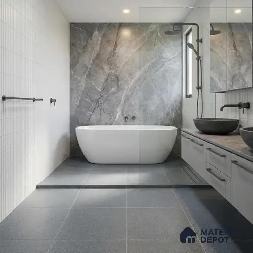 Punch Wall & Floor Tile TL 05345 Strada Terrazzo Ocean 16 inch x 16 inch Vitrified Punch Matte Finish - 12 mm | Suitable for Parking, Balcony, Courtyard, Patio, Terrace | Pattern Alignment May Vary | 2-3 mm Spacer is Mandatory