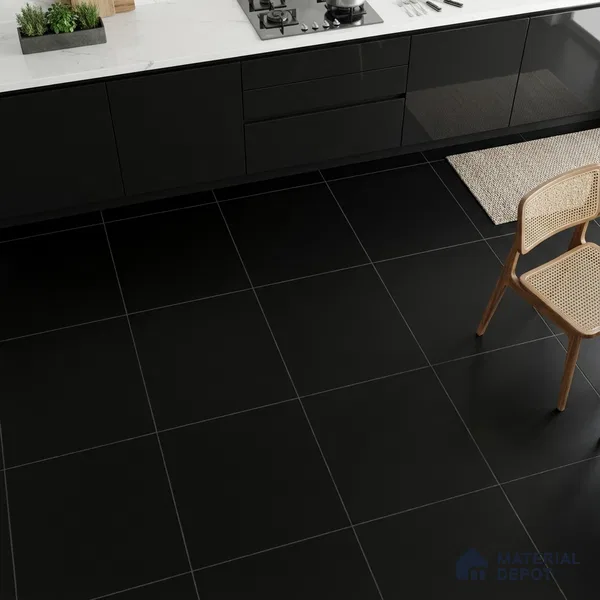 Plain Wall & Floor Tile TL 05349 Neutra Base Black 2 ft x 2 ft Vitrified Matte Finish - 9 mm | Suitable for Bedroom, Balcony, Foyer, Dining (Sample)