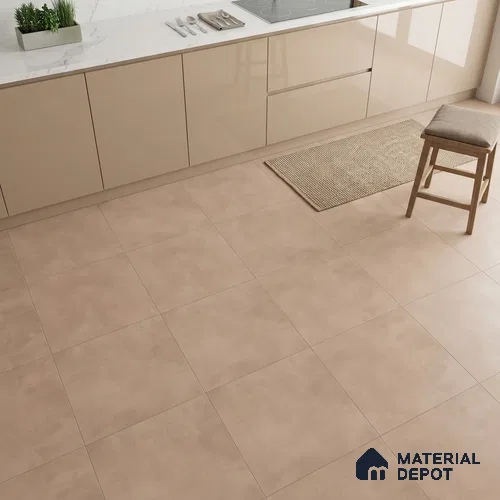 Plain Wall & Floor Tile TL 05350 B Neutra Cloud Ash Light 2 ft x 2 ft Vitrified Carving Matte Finish - 9 mm | Suitable for Bedroom, Balcony, Foyer, Dining