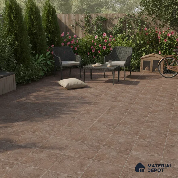 Punch Stone Floor Tile TL 05355 C Strada Bruno Marise 16 inch x 16 inch Vitrified Punch Matte Finish - 12 mm | Suitable for Parking, Balcony, Courtyard, Patio, Terrace | Pattern Alignment May Vary | 2-3 mm Spacer is Mandatory (Sample)