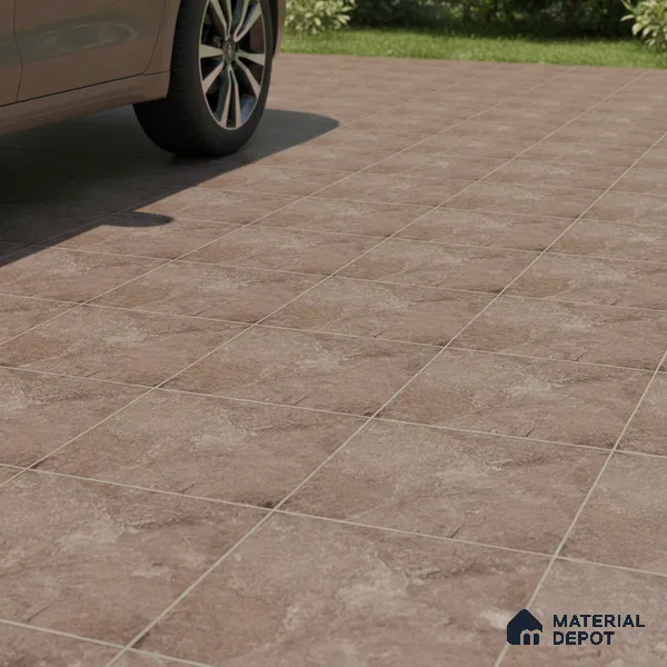 Punch Stone Floor Tile TL 05355 C Strada Bruno Marise 16 inch x 16 inch Vitrified Punch Matte Finish - 12 mm | Suitable for Parking, Balcony, Courtyard, Patio, Terrace | Pattern Alignment May Vary | 2-3 mm Spacer is Mandatory (Sample)