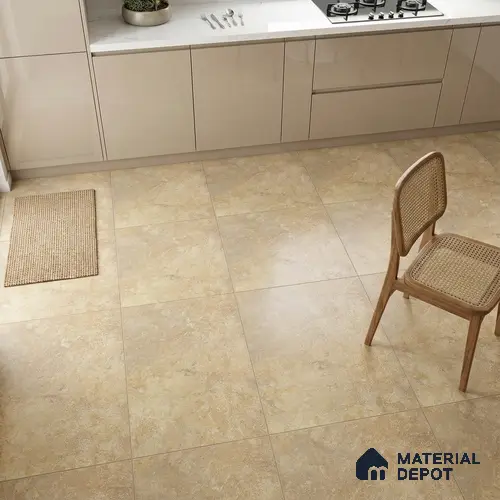 Punch Stone Floor Tile TL 05356 Strada Rosalia Crema 2 ft x 2 ft Vitrified Punch Matte Finish - 12 mm | Suitable for Parking, Balcony, Courtyard, Patio, Terrace
