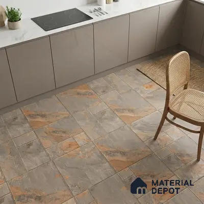 Stone Floor Tile TL 05360 Strada Bowen Bush 2 ft x 2 ft Vitrified Punch Matte Finish - 12 mm | Suitable for Parking, Balcony, Courtyard, Patio, Terrace